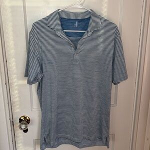 Johnnie-O Top Shelf Polo Blue White Stripe Medium